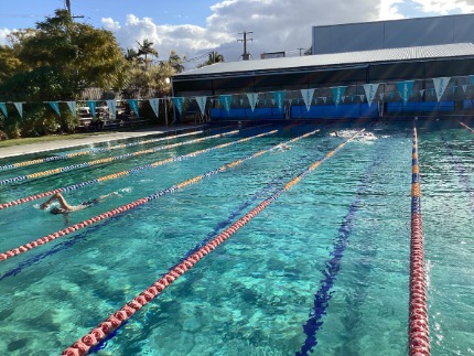 Students swimming in 25 metre pool