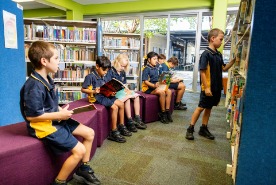 Students reading in resource centre